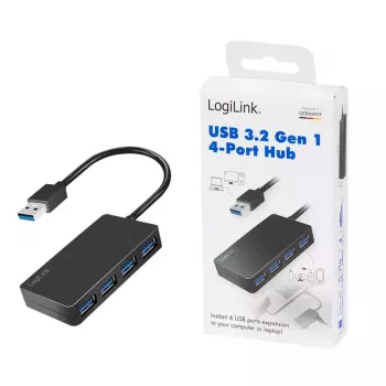 LogiLink hub USB 3.2 Gen1 de 4 puertos negro 5000 Mbit/s ABS