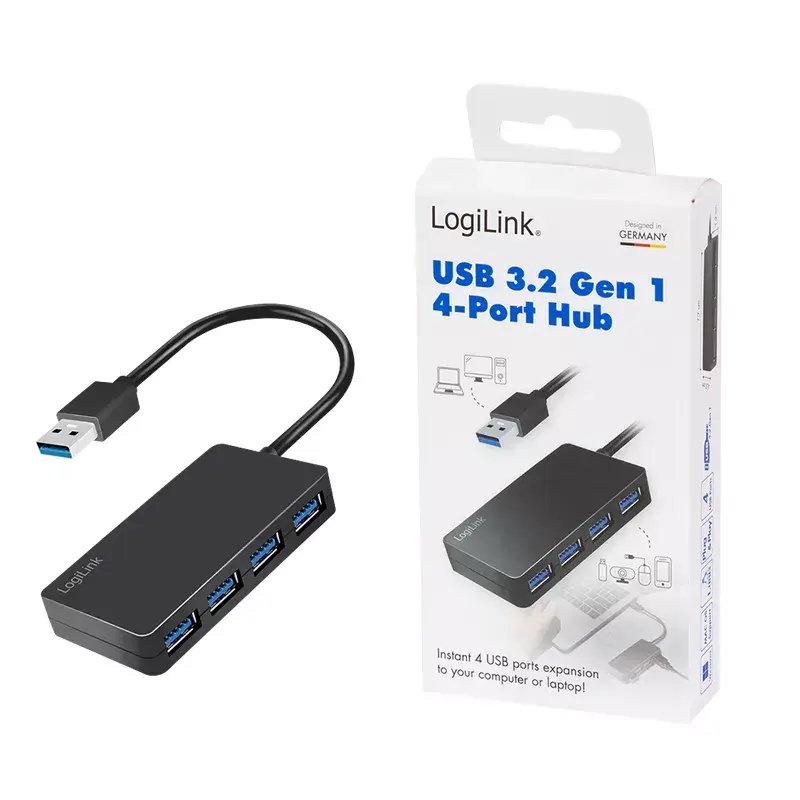 LogiLink hub USB 3.2 Gen1 de 4 puertos negro 5000 Mbit/s ABS