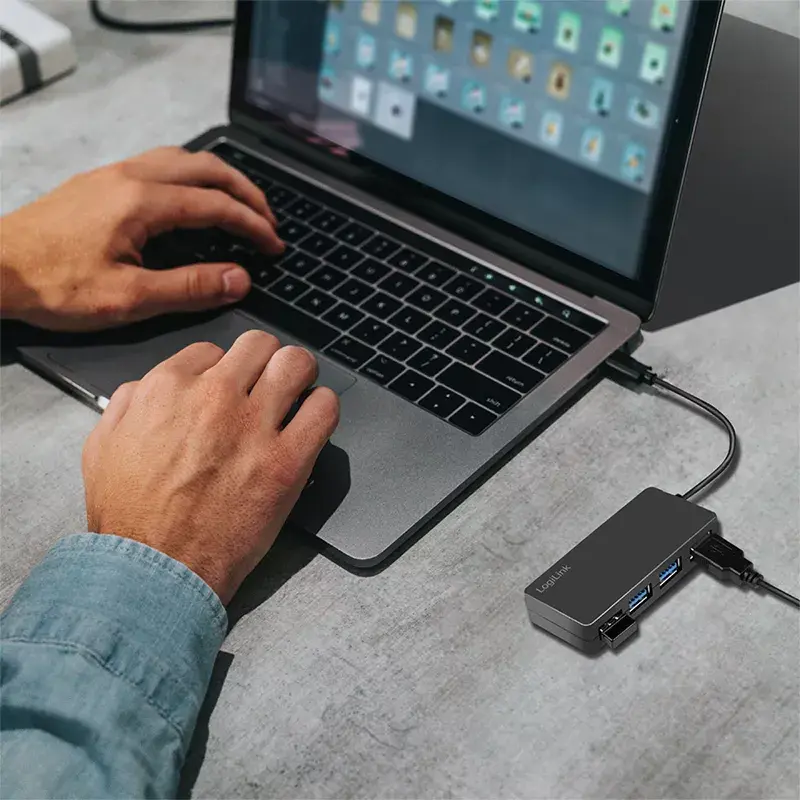 LogiLink hub USB 3.2 Gen1 de 4 puertos negro 5000 Mbit/s ABS