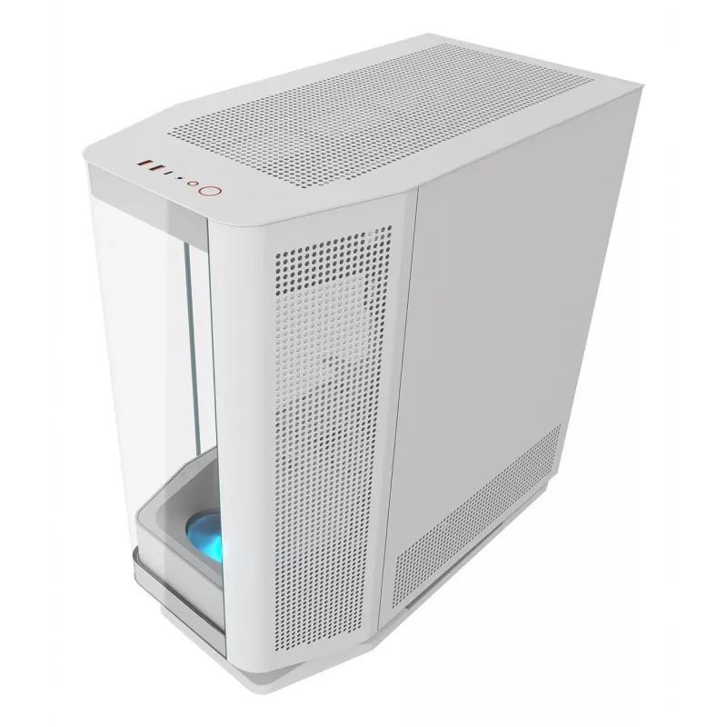 Caja para PC semitorre Midi Cougar FV270 — blanca, compatible con ATX/ EATX/ Micro-ITX, 2×3,5