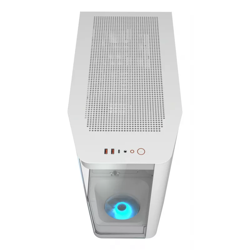 Caja para PC semitorre Midi Cougar FV270 — blanca, compatible con ATX/ EATX/ Micro-ITX, 2×3,5