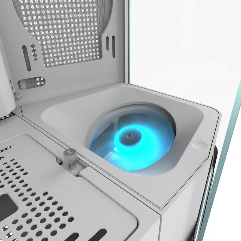 Caja para PC semitorre Midi Cougar FV270 — blanca, compatible con ATX/ EATX/ Micro-ITX, 2×3,5