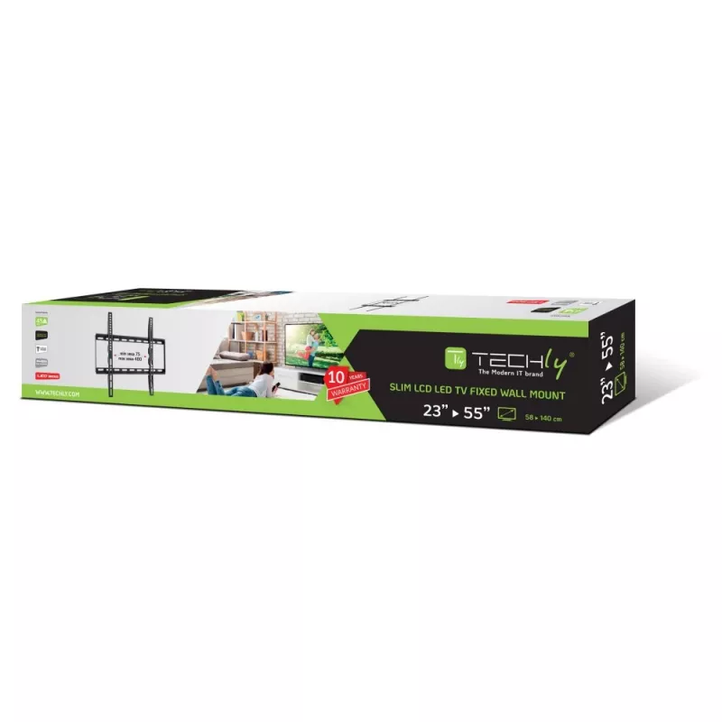 Techly soporte de pared fijo delgado para TV LED LCD 23-55 negro” ICA-PLB 162M