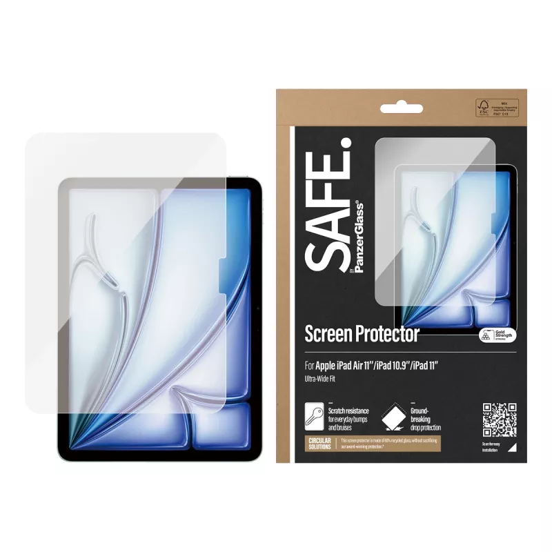 PanzerGlass SAFE. by ® Protector de pantalla iPad Air 11'' (2024-2026) | iPad 11'' (2025-2026) | iPad 10.9'' (2022) | Ultra-Wide Fit