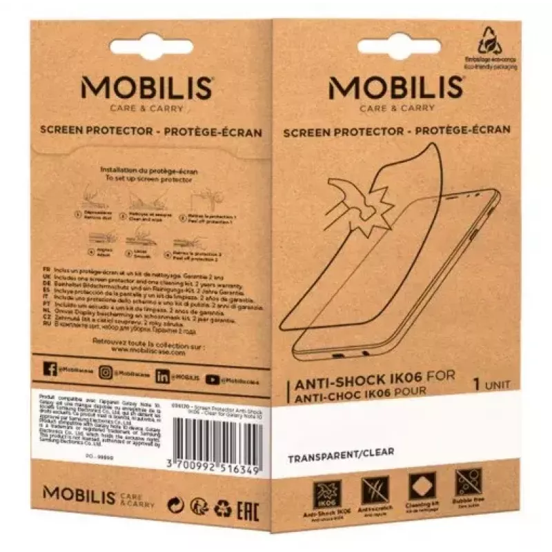 Mobilis 036255 protector de pantalla antigolpes IK06 para Honeywell EDA52 / EDA56 / EDA57, transparente