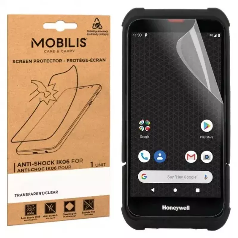 Mobilis 036255 protector de pantalla antigolpes IK06 para Honeywell EDA52 / EDA56 / EDA57, transparente