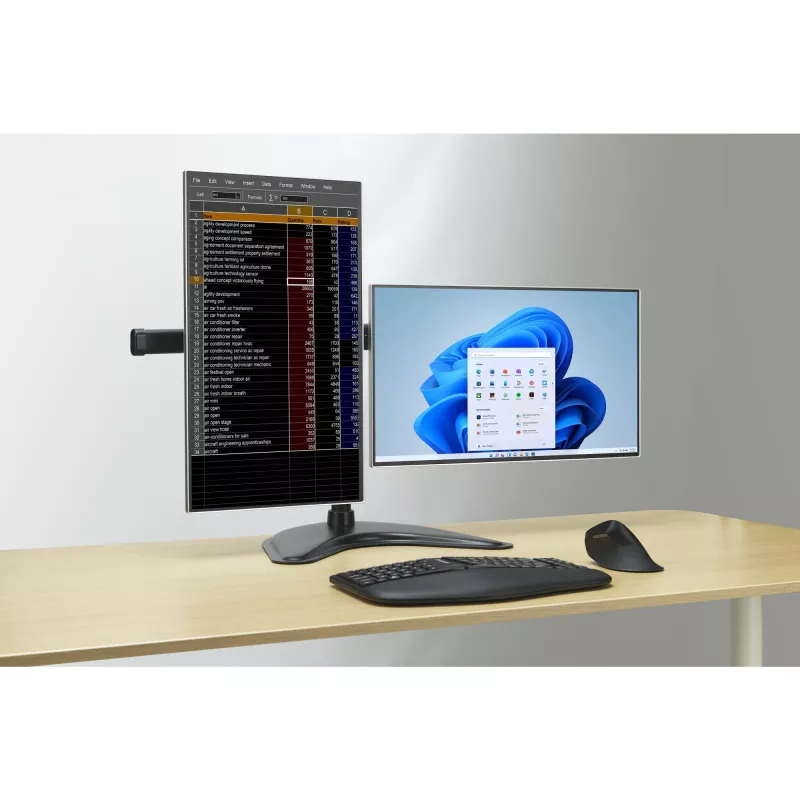 Kensington SmartFit Ergo Soporte de monitor dual de pie, de pie, 20 kg, 68,6 cm (27 inch), 100 x 100 mm, regulación de altura, Negro