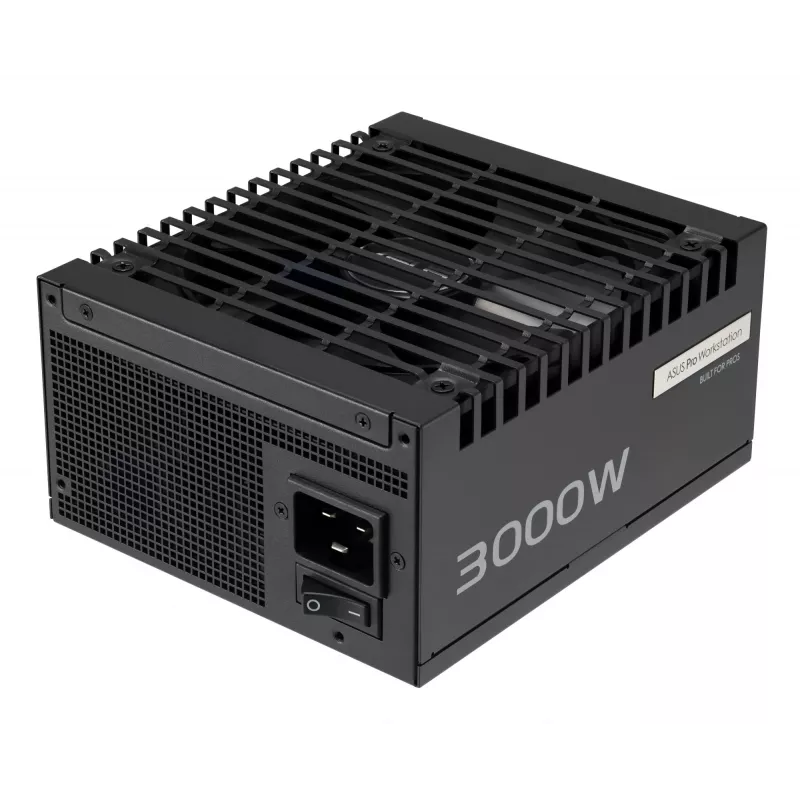 Fuente de alimentación ASUS Pro WS 3000 W ATX 3.1 80 PLUS Platinum totalmente modular, 20+4 pines, 4×16 pines PCIe, 12×SATA, negra