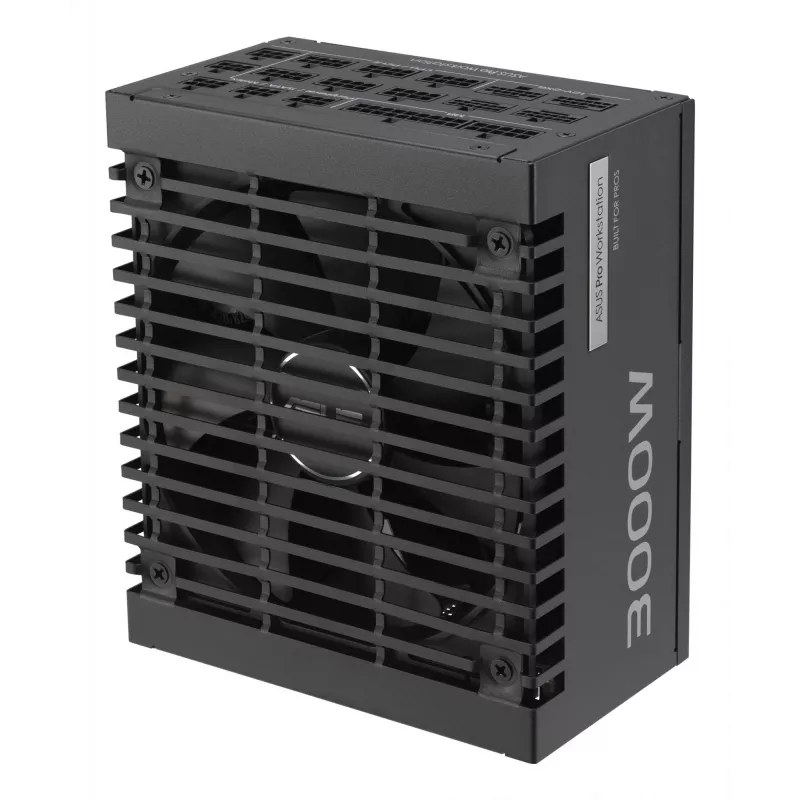 Fuente de alimentación ASUS Pro WS 3000 W ATX 3.1 80 PLUS Platinum totalmente modular, 20+4 pines, 4×16 pines PCIe, 12×SATA, negra