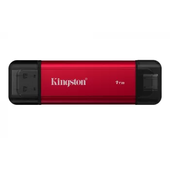 SSD externo Kingston 1 TB Dual USB-A/USB-C Portable SSD — USB 3.2 Gen 2, lectura 1050 MB/s, escritura 950 MB/s, Negro/Rojo