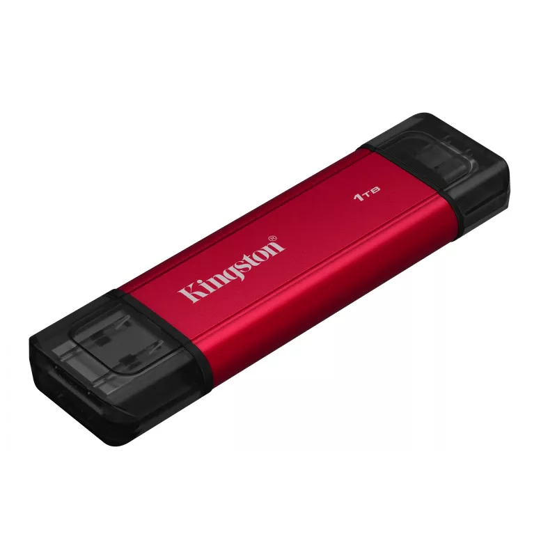 SSD externo Kingston 1 TB Dual USB-A/USB-C Portable SSD — USB 3.2 Gen 2, lectura 1050 MB/s, escritura 950 MB/s, Negro/Rojo