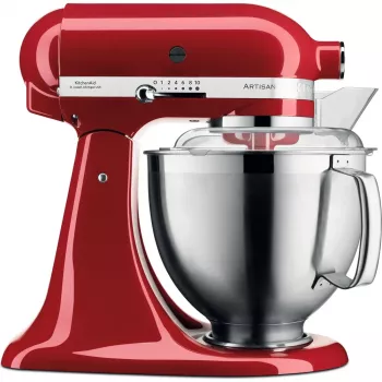 Robot de cocina KITCHENAID Artisan 5KSM185PS, bol de acero inoxidable 4,8 L, 300 W, 10 velocidades, rojo