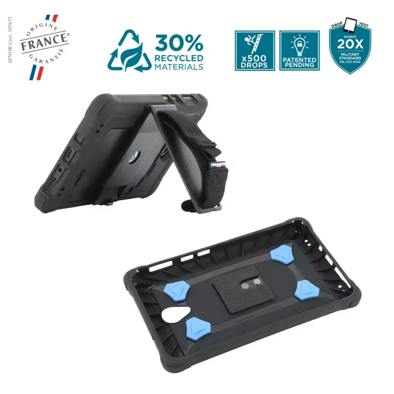 Funda Mobilis Galaxy Tab Active5 8'' funda giratoria 360° con correa de mano y soporte