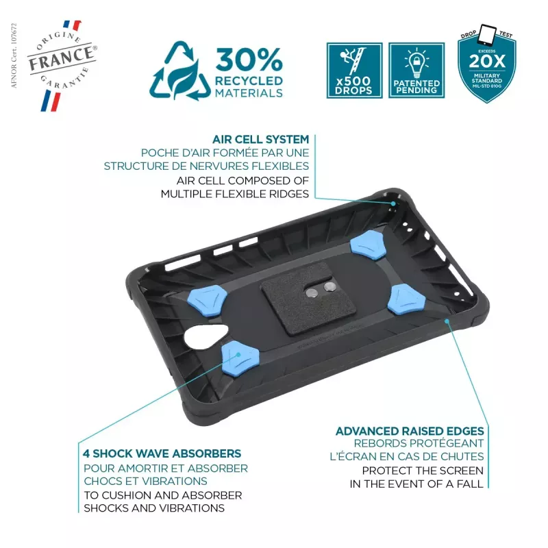 Funda Mobilis Galaxy Tab Active5 8'' funda giratoria 360° con correa de mano y soporte