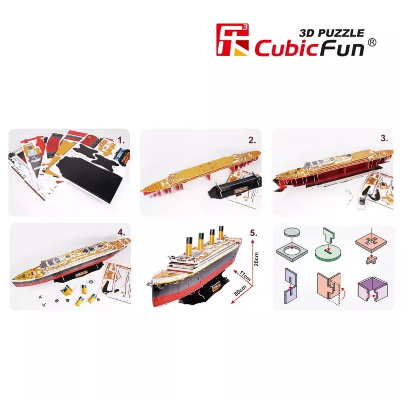 CubicFun T4011H Titanic Big puzle 3D, 113 piezas