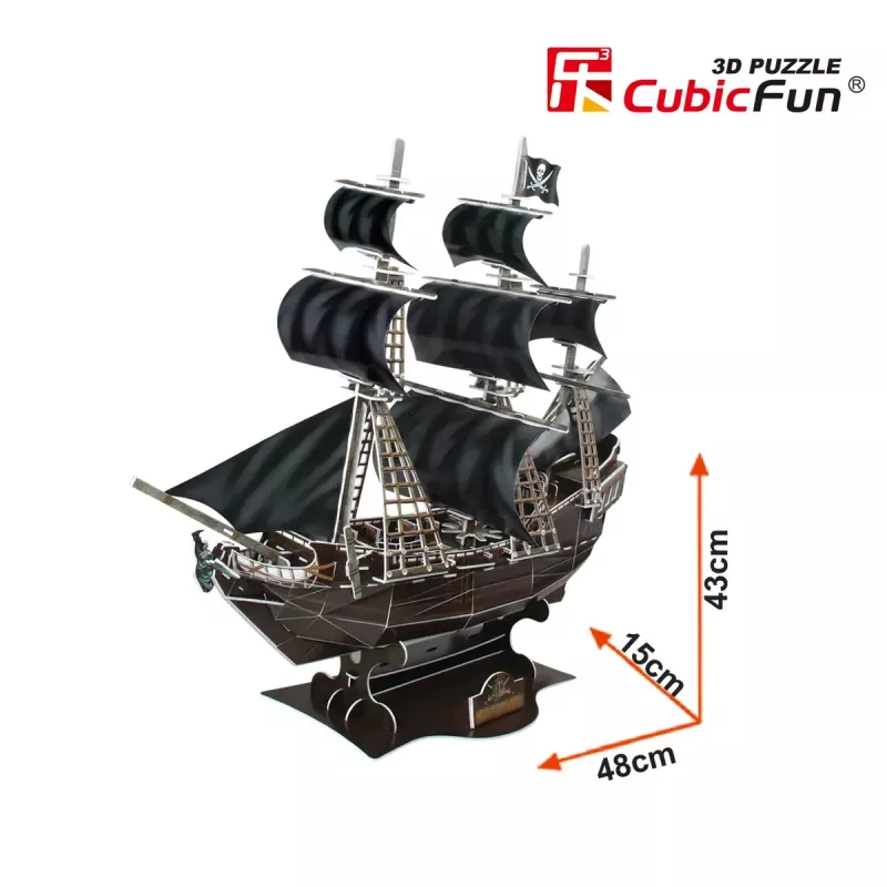 Puzle 3D CubicFun barco pirata 'Queen Anne's Revenge' modelo T4005H, kit de cartón