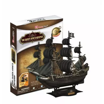 Puzle 3D CubicFun barco pirata 'Queen Anne's Revenge' modelo T4005H, kit de cartón