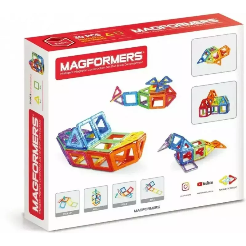 Magformers Magnetic Blocks set básico de 30 piezas de MAGFORMERS — juguete de construcción magnético de 30 piezas