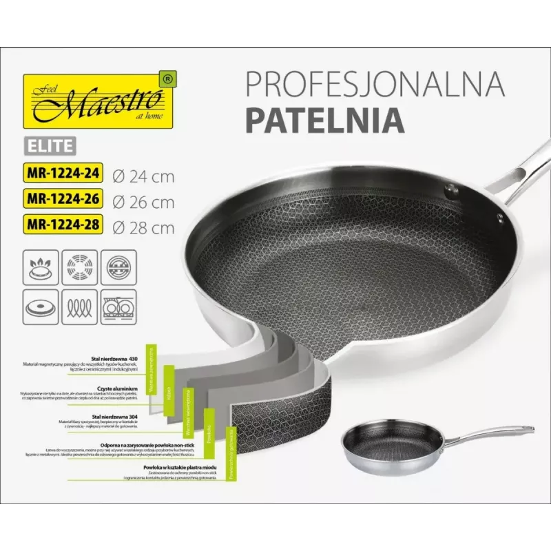Maestro MR-1224-28 sartén profesional, 28 cm