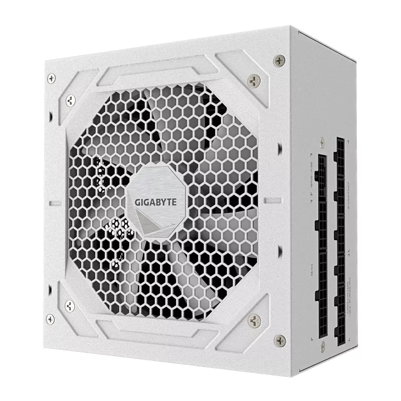 Fuente de alimentación GIGABYTE UD850GM PG5 V2 ICE – 850 W, PCIe Gen 5.1, 80 PLUS Gold, totalmente modular, ventilador de 120 mm, ATX 3.1, enchufe UK, blanca