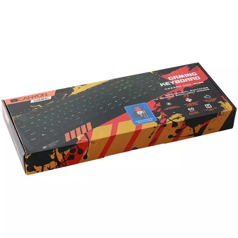 Canyon Hazard GK-6 teclado gaming multimedia con cable, RGB, 104 teclas, US/RU, negro