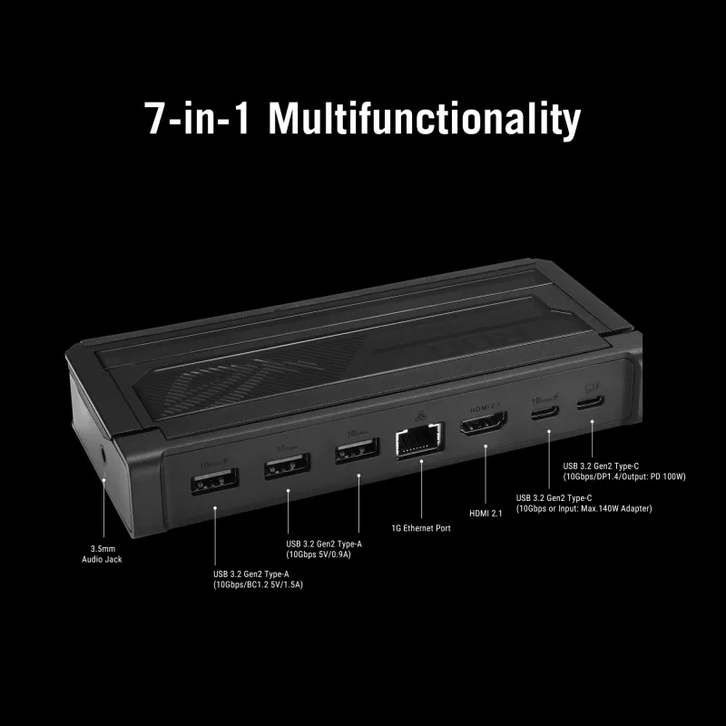 Docking station ASUS ROG Bulwark Dock 2025 DG300 USB Type-C, 1x RJ-45, 1x HDMI, negro, 160×74×25,5 mm