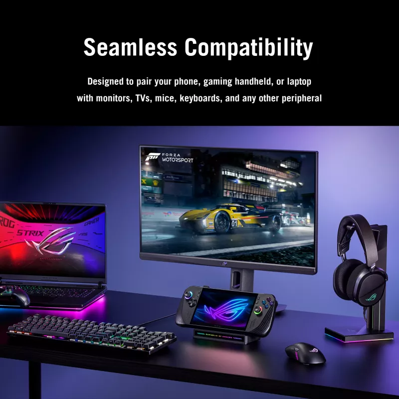 Docking station ASUS ROG Bulwark Dock 2025 DG300 USB Type-C, 1x RJ-45, 1x HDMI, negro, 160×74×25,5 mm