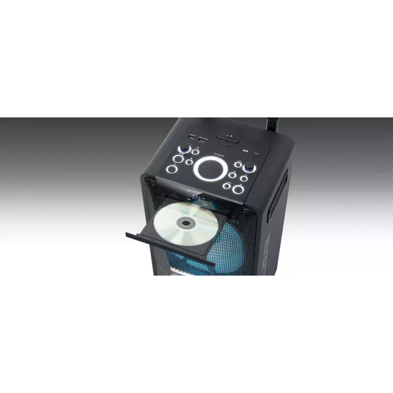 Muse M-1920DJ altavoz portátil party box, 300 W, Bluetooth, NFC, CD/MP3, USB, AUX de 3,5 mm, micrófono, negro