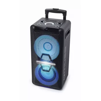 Altavoz portátil Muse M-1920 DJ — 300 W RMS, alimentación por red, entrada de 3,5 mm, 256×287×534 mm, 7 kg, negro