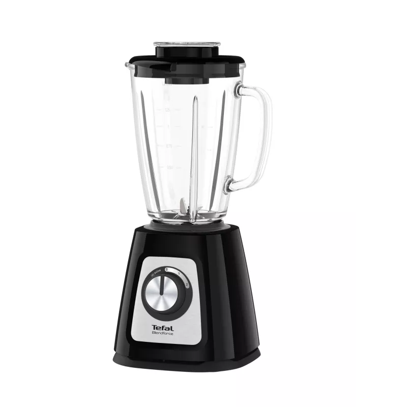 Batidora de mesa Tefal BL4358 – 800 W, jarra de cristal de 1,25 l, trituración de hielo, negro/acero inoxidable cepillado