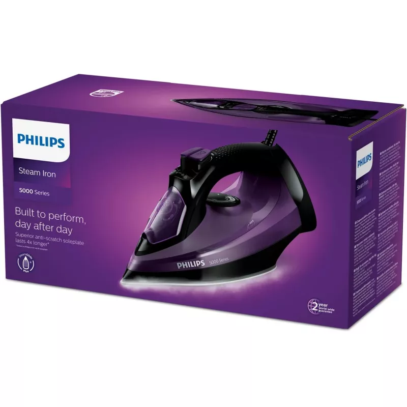 Plancha de vapor Philips DST5030/80 — 2400 W, suela SteamGlide Plus, depósito de agua de 0,32 l, cable de 2 m