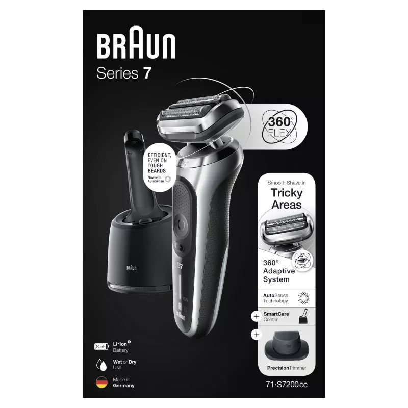 Recortadora de láminas Braun Series 7 71-S7200c negro plata litio-ion 50 min