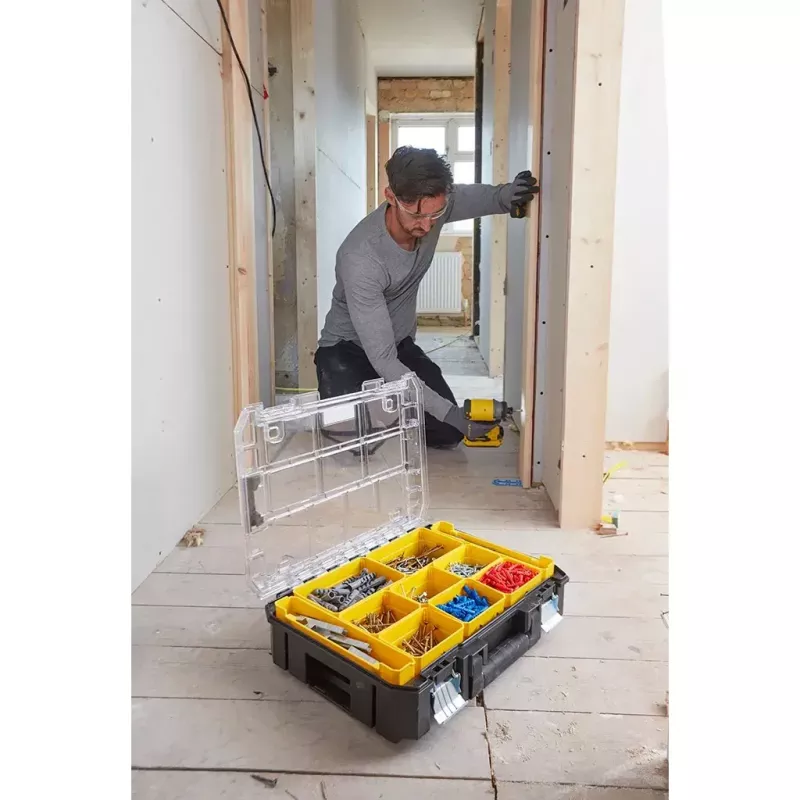 Caja de herramientas STANLEY FMST82967-1, metal y policarbonato, 337×440×119 mm, negro/transparente/amarillo