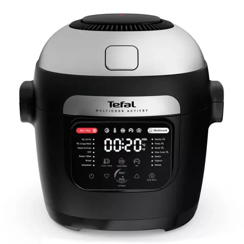 Olla multifunción Tefal Multicook Actifry MY741CF0, 6 L, 1334 W, acero inoxidable/negro