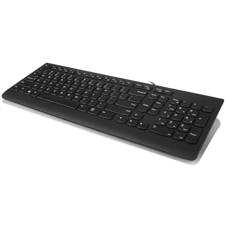 Conjunto de teclado y ratón con cable Lenovo 300 – tamaño completo QWERTY inglés US, USB, Negro, cable de 1,8 m, ratón 1600 DPI