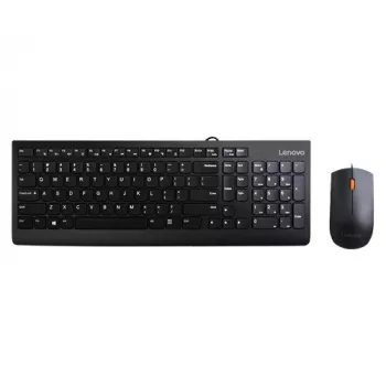 Conjunto de teclado y ratón con cable Lenovo 300 – tamaño completo QWERTY inglés US, USB, Negro, cable de 1,8 m, ratón 1600 DPI