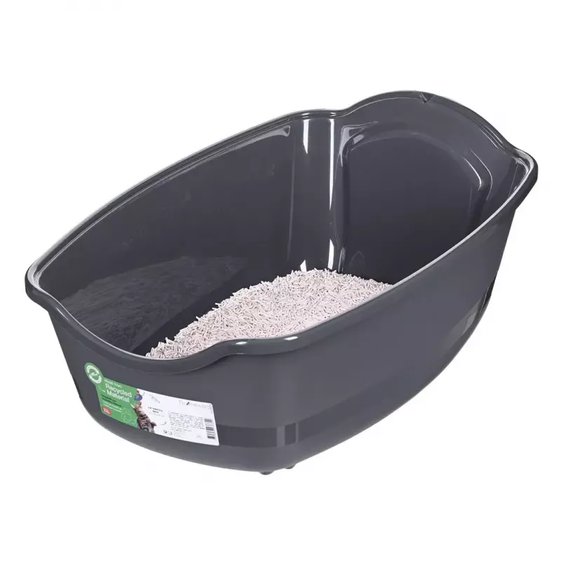 Arenero para gatos DIAMENTIQ BAYA gris claro/gris oscuro 55,5×40×38,7 cm, plástico, puerta reversible