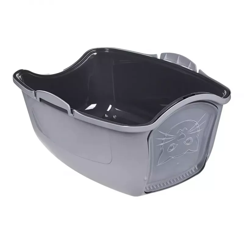 Arenero para gatos DIAMENTIQ BAYA gris claro/gris oscuro 55,5×40×38,7 cm, plástico, puerta reversible