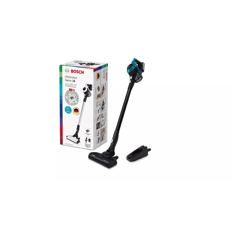 Aspirador de escoba Bosch Serie 6 BBS611LAG aspirador de escoba 2 en 1 con batería, en seco, sin bolsa, 0,3 l, Azul, 2,5 Ah