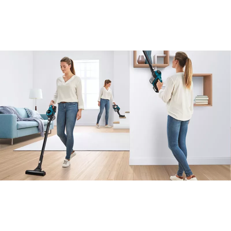 Aspirador de escoba Bosch Serie 6 BBS611LAG aspirador de escoba 2 en 1 con batería, en seco, sin bolsa, 0,3 l, Azul, 2,5 Ah