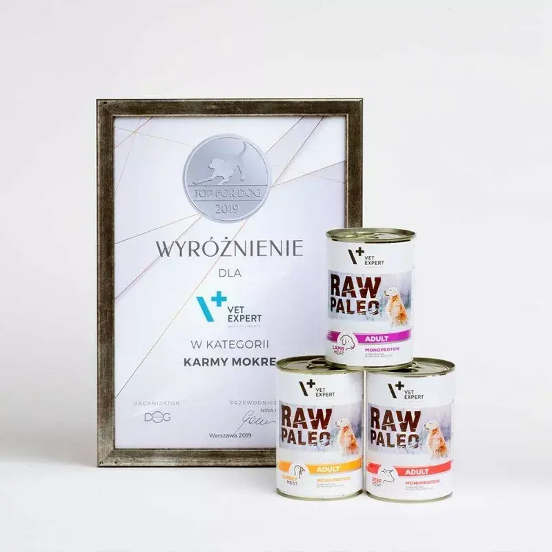 Comida húmeda para perros VETEXPERT RAW PALEO Adult monoproteína pavo 400 g, sin gluten ni soja, para intolerancia a los cereales