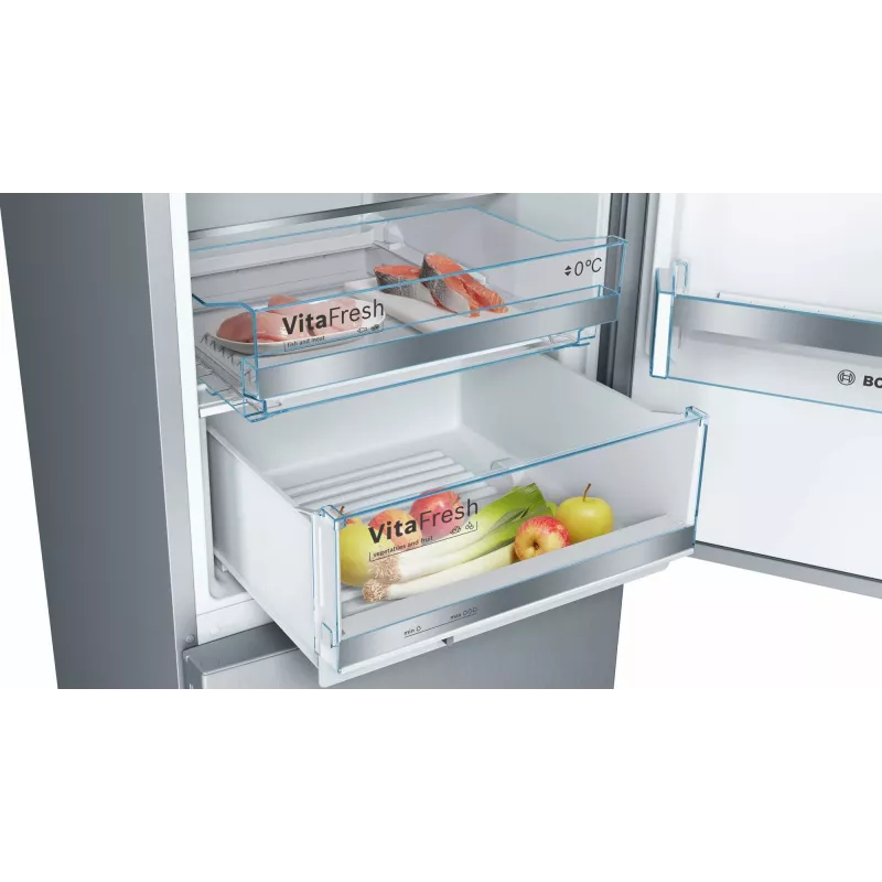Bosch Serie 6 KGE39AICA frigorífico combi, de libre instalación, 343 l (249 l + 94 l), 201 cm, clase energética C, acero inoxidable