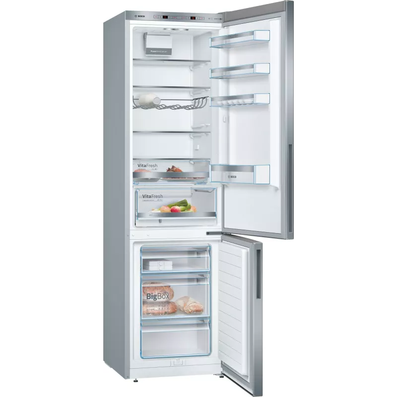 Bosch Serie 6 KGE39AICA frigorífico combi, de libre instalación, 343 l (249 l + 94 l), 201 cm, clase energética C, acero inoxidable