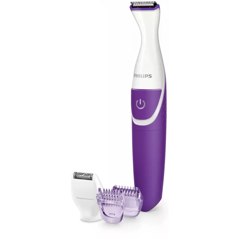 Recortador de bikini Philips Essential BRT383/15, 3 niveles de longitud, pila AA, 120 min de autonomía, blanco/violeta