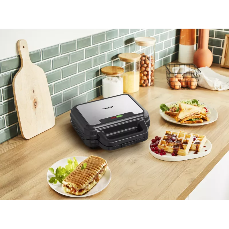 Sandwichera Tefal SW383D10 700 W negra, acero inoxidable