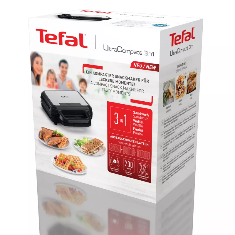 Sandwichera Tefal SW383D10 700 W negra, acero inoxidable