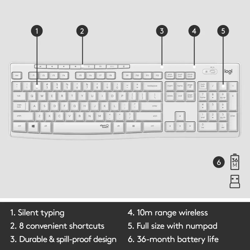 Conjunto de teclado y ratón inalámbricos Logitech MK295 Silent