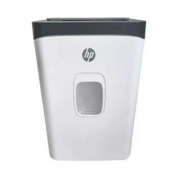 Destructora de papel HP ONESHRED Auto 200CC — alimentación automática para 200 hojas, microcorte P-4, depósito de 28 litros, blanco y gris