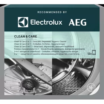 Detergente desincrustante y desengrasante en polvo Electrolux M2GCP121 para lavavajillas y lavadora, 12 uds.