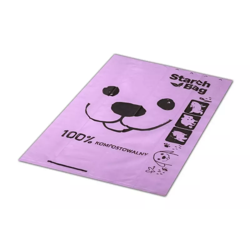 Bolsas de excrementos compostables Starch Bag STARCHBAG BIO lila, fibras vegetales, 8 × 15 uds.